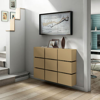 Contemporary GOLD loating Radiator Heater Cabinet Cover 9 CUBES design with Integrate Top Shelf-75cm-70cm-RadiatorCoversShop.com