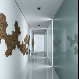 Decorative Wall Panels Gold Triangle Polygon shape routed outline detailing for rich 3D texture Pk3-Gold-One Pack of 3-RadiatorCoversShop.com