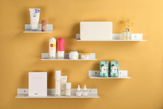 Metal Floating Wall Shelves, pack 2, for Living Room, Kitchen, Aluminum, Wall Mounted, White, 15, 30 & 60cm length, Set of 2-White-15cm-RadiatorCoversShop.com