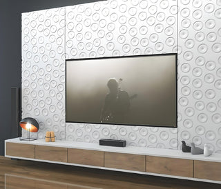 Decorative 3D Textured Feature Wall Panels with Ultramodern MOON Design-Wall Panelling White