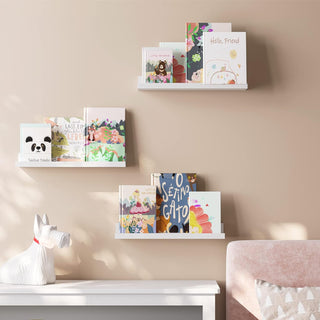 Floating Shelves as a Set of 3 Wall Shelves, for Photo displays, Living Room, Home Office, Bathroom, Kitchen, Gloss White-Gloss White-38x10x2-RadiatorCoversShop.com