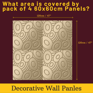 Decorative 3D Textured Feature Wall Panels in Gold Finish Sophisticated Elliptical GALAXY Design-Gold-4 x 60x60cm / 23x23"-RadiatorCoversShop.com