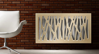 Stylish Modern Custom Made Radiator Heater Cover in Gold Finish with Unusual GEO Design Pattern-Gold-70x70cm-RadiatorCoversShop.com