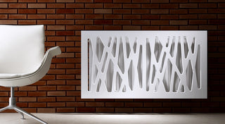 Radiator Heater Cover with Futuristic GEO Design WHITE 70 80 90 100 110 120 130 140 150 160 170 180-Radiator Covers > Panel Radiator Covers > Modern Radiator Covers > Designer Radiator Cover > Custom Made Radiator Covers > Heater Grill Covers > Clip on Panel Covers > Made to Measure Radiator Cover-RadiatorCoversShop.com