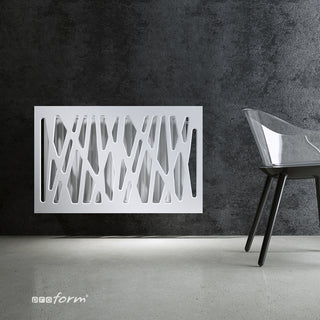 SALE Radiator Heater Cover with Futuristic GEO Design WHITE & Slate Grey Metallic-White 70x110cm-RadiatorCoversShop.com