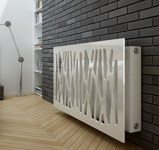 Radiator Heater Cover with Futuristic GEO Design WHITE 70 80 90 100 110 120 130 140 150 160 170 180-Radiator Covers > Panel Radiator Covers > Modern Radiator Covers > Designer Radiator Cover > Custom Made Radiator Covers > Heater Grill Covers > Clip on Panel Covers > Made to Measure Radiator Cover-RadiatorCoversShop.com