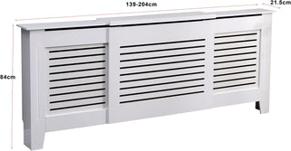Elegant White Removable Radiator Heater Covers with Classic HORIZONTAL SLATS decorative grille screening panel-Adjustable-RadiatorCoversShop.com