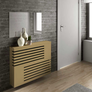 Modern Floating Radiator Heater Cover GEOMETRIC CORNER LINE Cabinet Design in Gold finish RCGE241GD-75cm-40cm-RadiatorCoversShop.com