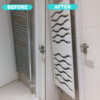 Towel Rail Radiator Cover Safety Panel protecting from burns in En-suit Cloaks Bathroom Heaters-White-70x70cm-RadiatorCoversShop.com