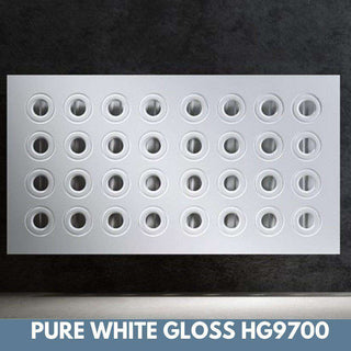 Made toMeasure Radiator Heater Cover RINGS Design WHITE 70 80 90 100 110 120 130 140 150 160 170 180-Radiator Covers > Panel Radiator Covers > Modern Radiator Covers > Designer Radiator Cover > Custom Made Radiator Covers > Heater Grill Covers > Clip on Panel Covers > Made to Measure Radiator Cover-RadiatorCoversShop.com