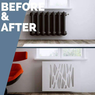 SALE Radiator Heater Cover with Futuristic GEO Design WHITE & Slate Grey Metallic-Radiator Covers > Panel Radiator Covers > Modern Radiator Covers > Designer Radiator Cover > Custom Made Radiator Covers > Heater Grill Covers > Clip on Panel Covers > Made to Measure Radiator Cover-RadiatorCoversShop.com