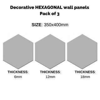 Decorative HEXAGONAL wall panels with varied thickness for textured 3D surface design, pack of 3-Wall Panelling > Decorative Wall Panels > Textured Wall Panels > 3D Wall Panels > Feature Wall Covering-RadiatorCoversShop.com