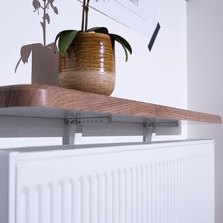 Heavy Duty Radiator Shelf Bracket Drill Free Installation White Metal Height Adjustable Fitting Pk 2-Radiator Covers > Modern Radiator Covers > Designer Radiator Cover > Floating Radiator Covers Fixings > Removable Covers Accessories-RadiatorCoversShop.com