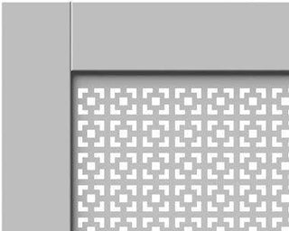 Elegant White Radiator Heater Covers with Classic CUBE decorative grille screening panel design-Radiator Covers > Panel Radiator Covers > Classic Radiator Covers > Designer Radiator Cover > Custom Made Radiator Covers > Heater Grill Covers > Clip on Panel Covers > Made to Measure Radiator Cover-RadiatorCoversShop.com