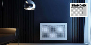 Classic White Floating Radiator Heater Covers with Elegant DIAMOND decorative grille screen panel-Radiator Covers > Panel Radiator Covers > Classic Radiator Covers > Designer Radiator Cover > Custom Made Radiator Covers > Heater Grill Covers > Clip on Panel Covers > Made to Measure Radiator Cover-RadiatorCoversShop.com