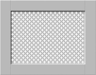 Traditional White Radiator Heater Covers with Classic Fleur de Lis decorative grille frame inset-Radiator Covers > Panel Radiator Covers > Classic Radiator Covers > Designer Radiator Cover > Custom Made Radiator Covers > Heater Grill Covers > Clip on Panel Covers > Made to Measure Radiator Cover-RadiatorCoversShop.com