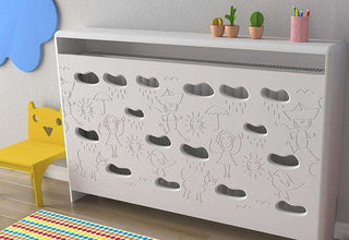 Children Radiator Cabinet Cover with Funky CLOUDS design for Kids Bedroom Nursery Playroom-Radiator Covers > Enclosed Radiator Cabinets > Children Designs Heater Cabinets > Radiator Casing for Kids Safety > Nursery Radiator Casing > Playroom Radiator Boxing > Cool Radiator cover baby room-RadiatorCoversShop.com