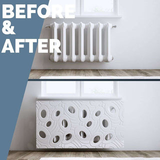 SALE Sophisticated Removable Radiator Heater Cover with bold GALAXY Design in GLOSS White-Radiator Covers > Panel Radiator Covers > Modern Radiator Covers > Designer Radiator Cover > Custom Made Radiator Covers > Heater Grill Covers > Clip on Panel Covers > Made to Measure Radiator Cover-RadiatorCoversShop.com