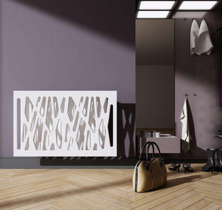 Radiator Heater Cover with Futuristic GEO Design WHITE 70 80 90 100 110 120 130 140 150 160 170 180-Radiator Covers > Panel Radiator Covers > Modern Radiator Covers > Designer Radiator Cover > Custom Made Radiator Covers > Heater Grill Covers > Clip on Panel Covers > Made to Measure Radiator Cover-RadiatorCoversShop.com