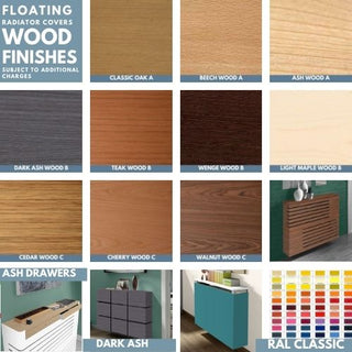 ADD ON Options for Floating Radiator Covers Top and Cabinets Contrasting Colour Wood Finishes-Radiator Covers > Floting Radiator Cabinets > Shelf Radiator Cover > Modern Radiator Covers > Designer Radiator Covers > Custom Made Heater Cover > Wall Mounted Cover > Made toMeasure > Custom Designs-RadiatorCoversShop.com