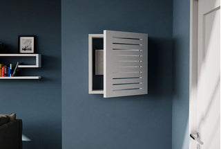 Modern Floating Electric Meter Cover GEOMETRIC LINE Fuse Box Cupboard Hall Wall Cabinet RCGE242EM-Electric Meter Cabinet > Meter Boxes > Electric Meter Enclosure > Radiator Casing > Meter Enclosure > Fuse Box Cover > Meter Screens > Fuse Box Topper > Air Conditioner Cover > Air Conditioner Cabinet-RadiatorCoversShop.com