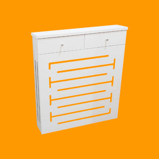 Modern Floating Radiator Heater Cover GEOMETRIC CONTOURS Cabinet Box with wooden drawers RCGE245DR-Radiator Cabinets > Heater Boxes > Radiator Enclosure > Radiator Casing > Radiator Enclosure > Custom Made Radiator Cabinets > Radiator Screens > Radiator Topper > Radiator Cabinet with drawer-RadiatorCoversShop.com