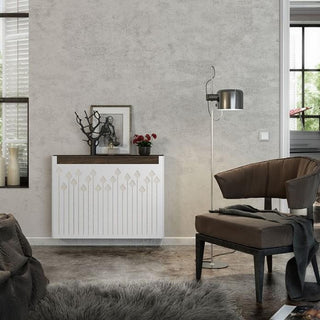 Modern Floating Radiator Heater Cover NORDIC ARROWS Metal Cabinet design flush wood top Ref RCNR236-Radiator Covers > Floting Radiator Cabinets > Drawer Radiator Cover > Modern Radiator Covers > Designer Radiator Covers > Custom Made Heater Cover > Wall Mounted Covers > Made toMeasure Radiator Cover-RadiatorCoversShop.com
