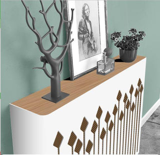 Modern Floating Radiator Heater Cover NORDIC ARROWS Metal Cabinet design flush wood top Ref RCNR236-Radiator Covers > Floting Radiator Cabinets > Drawer Radiator Cover > Modern Radiator Covers > Designer Radiator Covers > Custom Made Heater Cover > Wall Mounted Covers > Made toMeasure Radiator Cover-RadiatorCoversShop.com