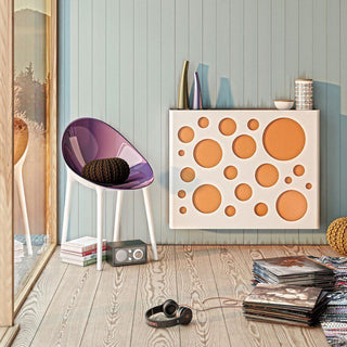 Modern Floating Radiator Heater Cover NORDIC CIRCLES Metal Cabinet design flush wood top Ref RCNR235-Radiator Covers > Floting Radiator Cabinets > Drawer Radiator Cover > Modern Radiator Covers > Designer Radiator Covers > Custom Made Heater Cover > Wall Mounted Covers > Made toMeasure Radiator Cover-RadiatorCoversShop.com