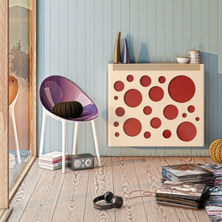 Modern Floating Radiator Heater Cover NORDIC CIRCLES Metal Cabinet design flush wood top Ref RCNR235-Radiator Covers > Floting Radiator Cabinets > Drawer Radiator Cover > Modern Radiator Covers > Designer Radiator Covers > Custom Made Heater Cover > Wall Mounted Covers > Made toMeasure Radiator Cover-RadiatorCoversShop.com