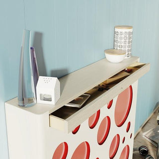 Modern Floating Radiator Heater Cover NORDIC CIRCLES Metal Cabinet design flush wood top Ref RCNR235-Radiator Covers > Floting Radiator Cabinets > Drawer Radiator Cover > Modern Radiator Covers > Designer Radiator Covers > Custom Made Heater Cover > Wall Mounted Covers > Made toMeasure Radiator Cover-RadiatorCoversShop.com