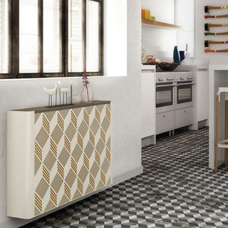 Modern Floating Radiator Heater Cover NORDIC MOSAIC Metal Cabinet design flush wood top Ref RCNR237-Radiator Covers > Floting Radiator Cabinets > Drawer Radiator Cover > Modern Radiator Covers > Designer Radiator Covers > Custom Made Heater Cover > Wall Mounted Covers > Made toMeasure Radiator Cover-RadiatorCoversShop.com