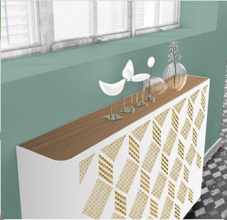 Modern Floating Radiator Heater Cover NORDIC MOSAIC Metal Cabinet design flush wood top Ref RCNR237-Radiator Covers > Floting Radiator Cabinets > Drawer Radiator Cover > Modern Radiator Covers > Designer Radiator Covers > Custom Made Heater Cover > Wall Mounted Covers > Made toMeasure Radiator Cover-RadiatorCoversShop.com
