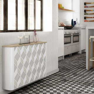 Modern Floating Radiator Heater Cover NORDIC MOSAIC Metal Cabinet design flush wood top Ref RCNR237-Radiator Covers > Floting Radiator Cabinets > Drawer Radiator Cover > Modern Radiator Covers > Designer Radiator Covers > Custom Made Heater Cover > Wall Mounted Covers > Made toMeasure Radiator Cover-RadiatorCoversShop.com