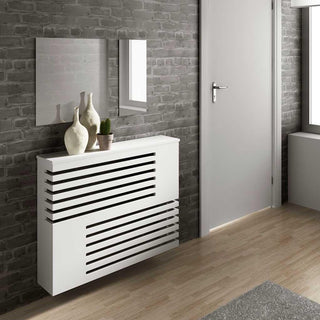 Modern Floating Radiator Heater Cover GEOMETRIC CORNER LINE Cabinet Design with Shelf Ref RCGE241-Radiator Covers > Floting Radiator Cabinets > Shelf Radiator Cover > Modern Radiator Covers > Designer Radiator Covers > Custom Made Heater Cover > Wall Mounted Cover > Made toMeasure Radiator Cover-RadiatorCoversShop.com