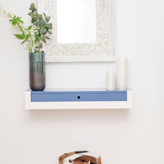 Wall Mounted 60cm Metal Console Table with wooden top & drawers for Entry Hall or Dressing Room Desk-Wall Mounted Table > Floating Console Table> Hall Table with Drawer > Modern Occasional Desk > Dressing Room Table > Custom Designs Colour Combinations > Entry Hall Table > Radiator Shelf Drawer Table-RadiatorCoversShop.com