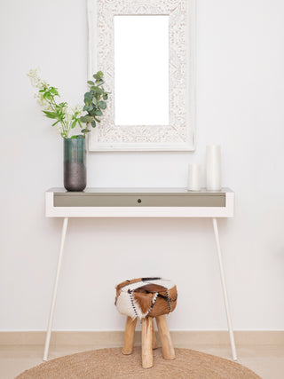 Wall Mounted 60cm Metal Console Table with wooden top & drawers for Entry Hall or Dressing Room Desk-Wall Mounted Table > Floating Console Table> Hall Table with Drawer > Modern Occasional Desk > Dressing Room Table > Custom Designs Colour Combinations > Entry Hall Table > Radiator Shelf Drawer Table-RadiatorCoversShop.com