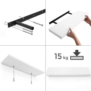 Sturdy Floating Shelf,White,for Books,Photos,Wall-Mounted,40,60,80cm length,Lounge,Kitchen,Hall-White-40x20x3.8-RadiatorCoversShop.com