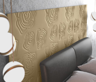 Decorative 3D Textured Feature Wall Panels in Gold Finish with Subtle ROSE Design Continuous Pattern-Gold-4 x 60x60cm / 23x23"-RadiatorCoversShop.com