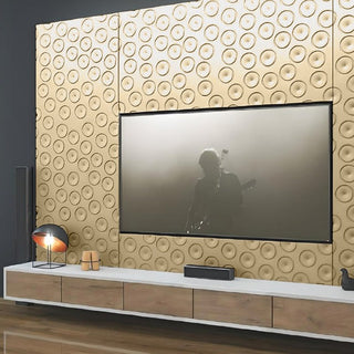 Decorative 3D Textured Feature Wall Panels in Gold Finish with Ultramodern MOON Design Pattern-Gold-2 x 60x120cm / 23x47"-RadiatorCoversShop.com