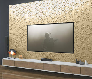 Decorative 3D Textured Feature Wall Panels in Gold Finish with Ultramodern MOON Design Pattern-Gold-4 x 60x60cm / 23x23"-RadiatorCoversShop.com