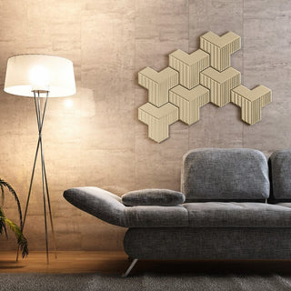 Decorative Wall Panels Gold Tetra Blocks shape routed down line pattern for rich 3D texture Pk3-Gold-One Pack of 3-RadiatorCoversShop.com