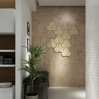 Decorative Wall Panels Gold Triangle Polygon shape routed outline detailing for rich 3D texture Pk3-Gold-One Pack of 3-RadiatorCoversShop.com