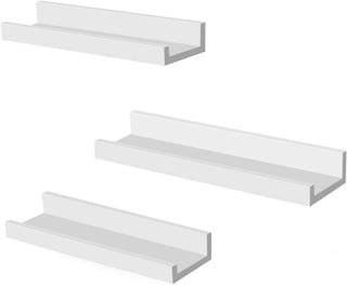 Floating Shelves as a Set of 3 Wall Shelves, for Photo displays, Living Room, Home Office, Bathroom, Kitchen, Gloss White-Gloss White-38x10x2-RadiatorCoversShop.com