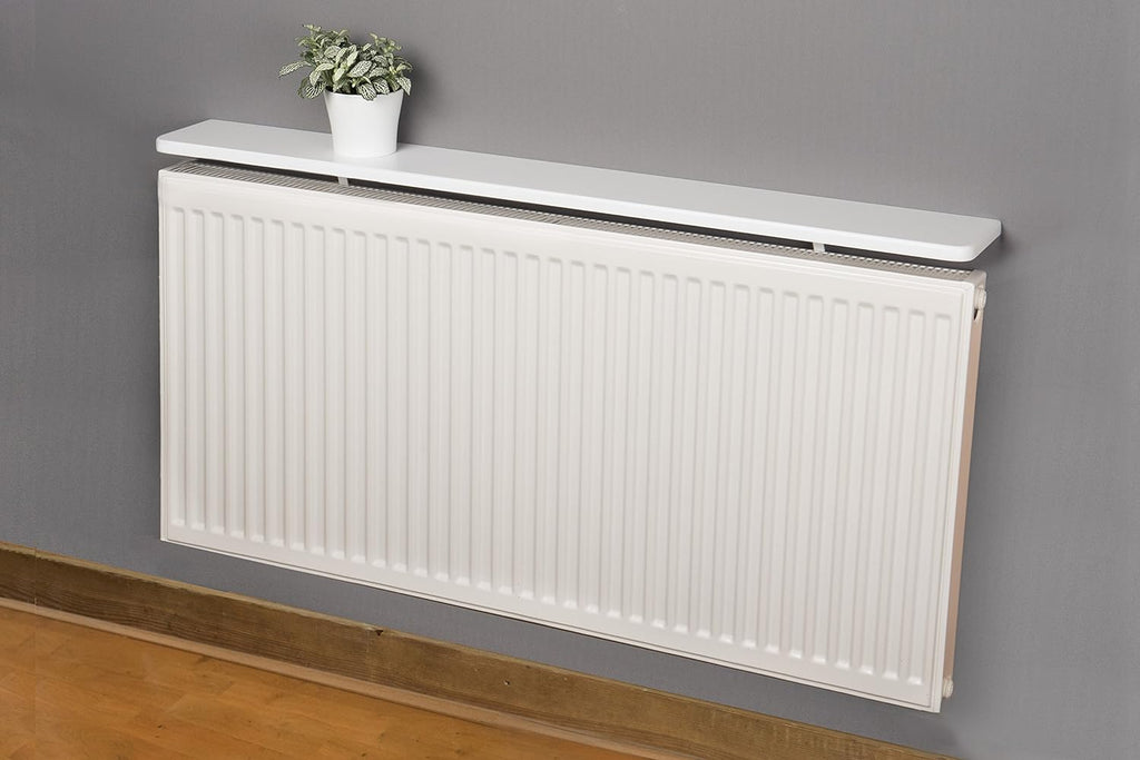 White 18mm thick Rounded Radiator Top Shelf with no drill brackets to ...