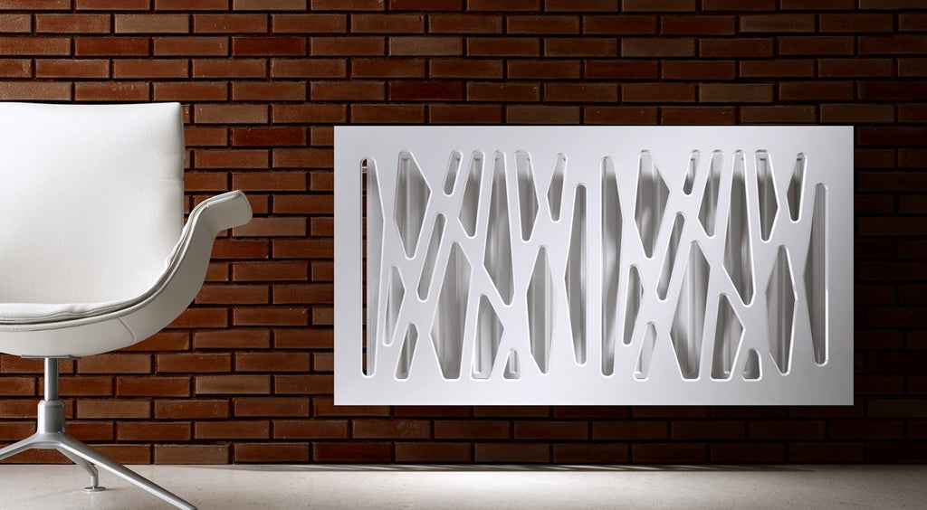 Bespoke Radiator Heater Cover Futuristic GEO White Satin Matt & Gloss ...