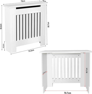 Elegant White Removable Radiator Heater Covers with Classic VERTICAL SLATS decorative grille screening panel-Small-RadiatorCoversShop.com