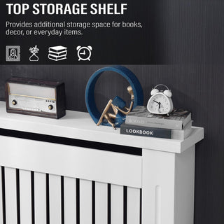 Elegant White Removable Radiator Heater Covers with Classic VERTICAL SLATS decorative grille screening panel-Small-RadiatorCoversShop.com
