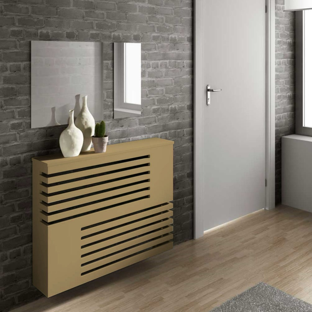 Modern Floating GOLD Radiator Heater Cover Geometric Line design Shelf ...