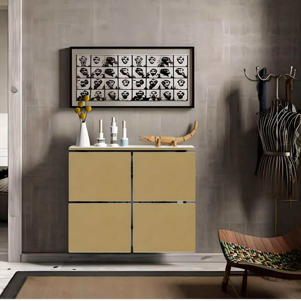 Modern Floating Radiator Cover in Gold Finish MINIMAL Squres Cabinet ...